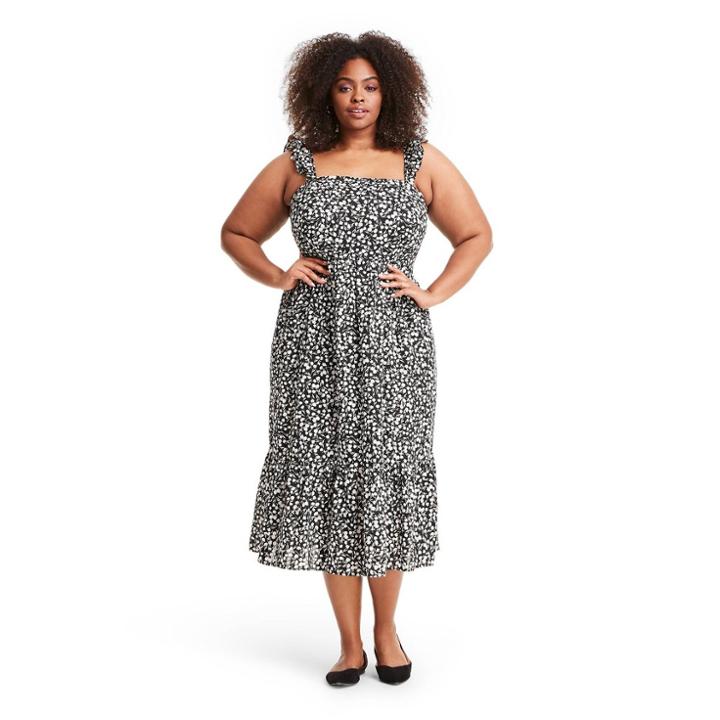 Plus Size Floral Ruffle Strap Dress - Rixo For Target Black/white