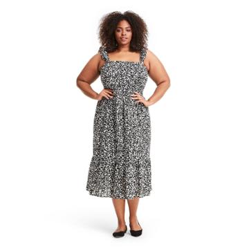 Plus Size Floral Ruffle Strap Dress - Rixo For Target Black/white