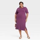 Women's Plus Size Short Sleeve Knit T-shirt Dress - Ava & Viv Purple