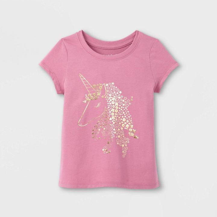 Toddler Girls' Sparkle Unicorn Short Sleeve Graphic T-shirt - Cat & Jack Mauve