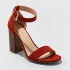 Women's Julia Wide Width Microsuede High Block Heel Sandal Pumps - A New Day Rust 9w, Size: