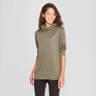 Women's Long Sleeve Cowl Neck Top - A New Day Olive (green)