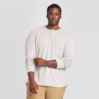 Men's Tall Standard Fit Textured Long Sleeve Henley T-shirt - Goodfellow & Co Oatmeal