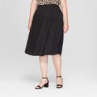 Women's Plus Size Pleated Knit Midi Skirt - A New Day Black