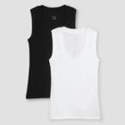 Women's Slim Fit 2pk Bundle Tank Top - A New Day Black/white