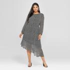 Women's Plus Size Long Sleeve Waterfall Hem Dress - Who What Wear Black/white
