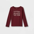 Girls' Adaptive Extra Thankful Long Sleeve T-shirt - Cat & Jack Burgundy