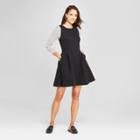 Women's Sleeveless Fit & Flare Ponte Dress - A New Day Black
