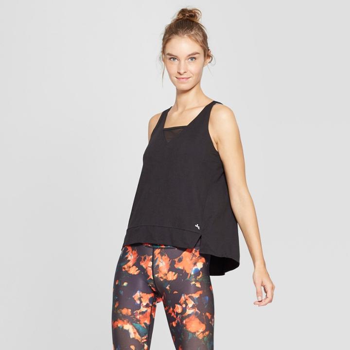 Women's Tank Top With Mesh Inserts - Joylab Black