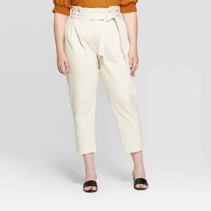 Women's Plus Size Mid-rise Relaxed Pants - Who What Wear Cream (ivory)