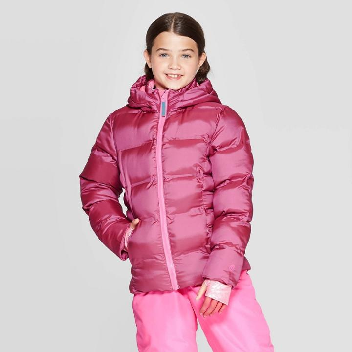 Girls' Puffer Jacket - C9 Champion Iridescent Pink M, Girl's,