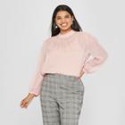 Women's Plus Size Long Balloon Sleeve Victorian Blouse - Who What Wear Pink