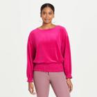 Women's Bishop Long Sleeve Smocked Top - A New Day Dark Pink