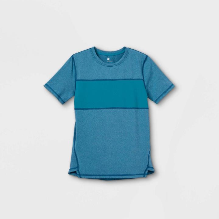 Boys' Short Sleeve Chest Striped T-shirt - All In Motion Teal