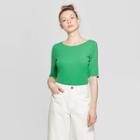 Women's Ballet Elbow Sleeve Scoop Neck T-shirt - Who What Wear Wave Medium Green