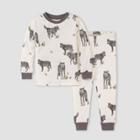 Burt's Bees Baby Toddler Boys' Howling Wolf Organic Cotton Pajama Set - Charcoal Gray