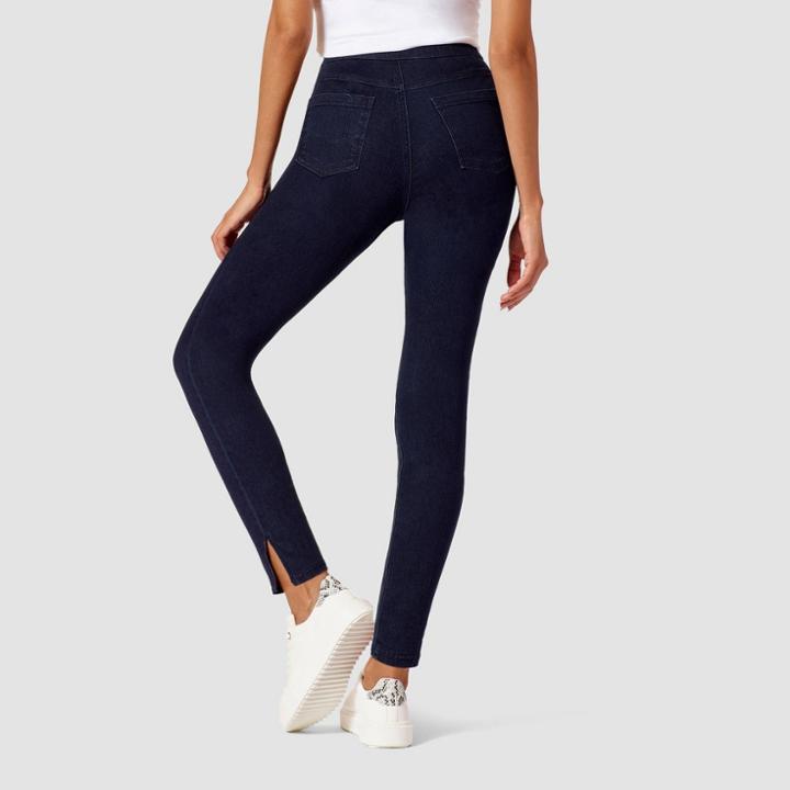 Hue Studio Women's Split Hem Denim Leggings - Midnight Rinse