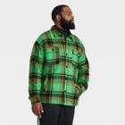 Houston White Adult Plus Size Shacket - Green Checked