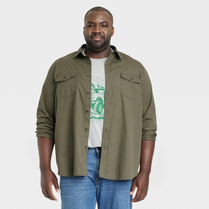 Men's Big & Tall Utility Button-down Shirt - Goodfellow & Co Green