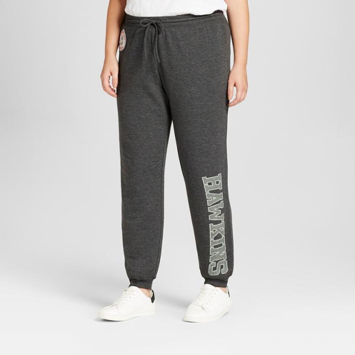 Women's Plus Size Stranger Things Hawkins Graphic Jogger Pants - Gray