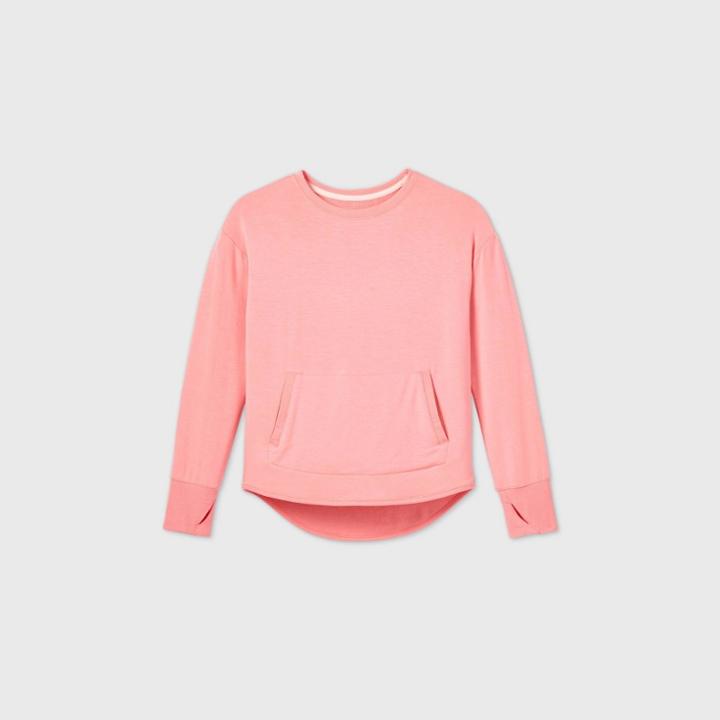 Girls' Soft French Terry Crewneck Sweatshirt - All In Motion Raspberry Purple