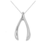 Distributed By Target Women's Silver Plated Wishbone Pendnat-white-18,