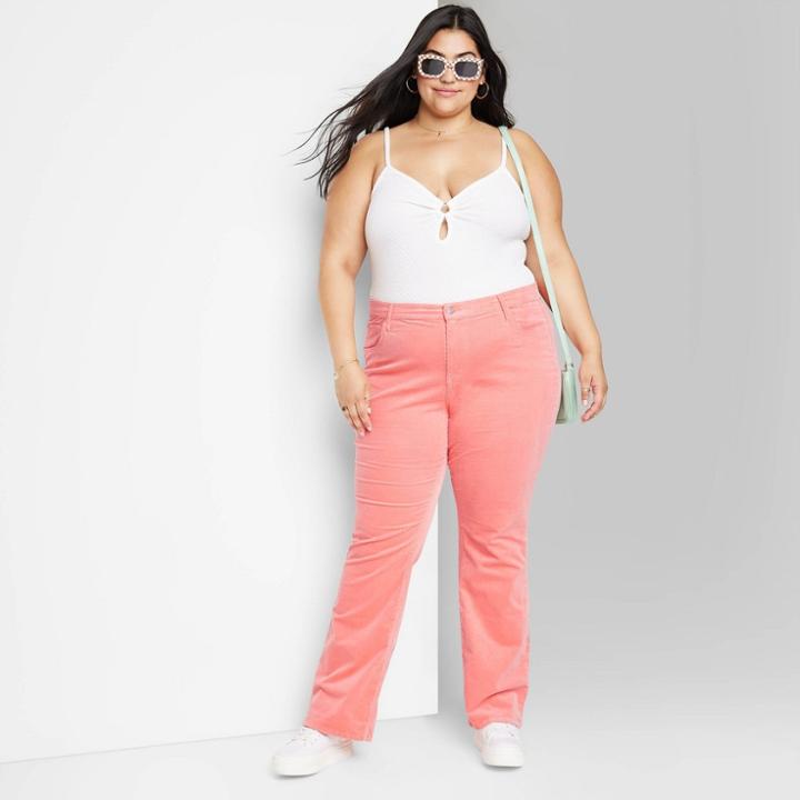 Women's Plus Size Low-rise Corduroy Flare Pants - Wild Fable Coral