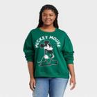 Women's Disney Plus Size Angry Mickey Graphic Sweatshirt - Dark Green