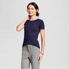 Women's Fitted Short Sleeve Crew T-shirt - A New Day Navy (blue)