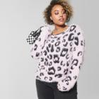 Women's Plus Size Animal Print Eyelash Sweater - Wild Fable Lilac