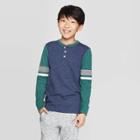 Boys' Long Sleeve Henley Shirt - Cat & Jack Navy/green (blue/green)