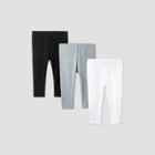 Baby Girls' 3pk Leggings - Cat & Jack Gray/black/white Newborn, Black/gray/white