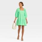 Women's Short Sleeve A-line Dress - A New Day Green