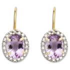 Target 1.60 Carat Tw Oval-cut Amethyst And Diamond Accent Leverback Earrings Gold Plated (ij-i2-i3) (february), Girl's