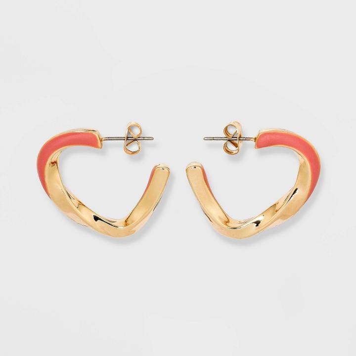 Twisted Hoop Earrings - A New Day Rust, Red