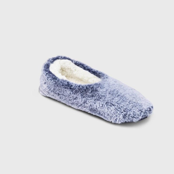 No Brand Women's Faux Fur Cozy Pull-on Slipper Socks - Navy