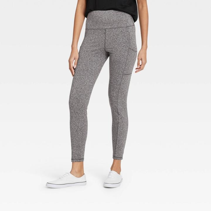 Women's High-waist Stash Pocket Leggings - A New Day Gray