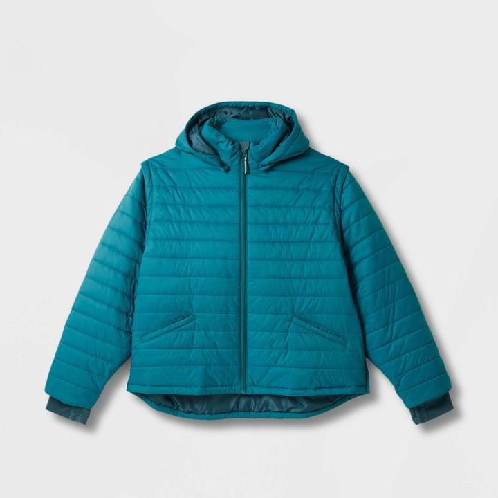 Men's Big & Tall Adaptive Side Opening Puffer Jacket - Goodfellow & Co Blue