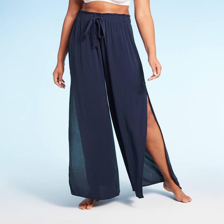 Women's Tie Front Cover Up Pants - Cover 2 Cover Navy Xs, Women's, Blue