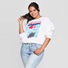 Women's Disney Little Mermaid Plus Size Long Sleeve Cropped Sweatshirt (juniors') - White