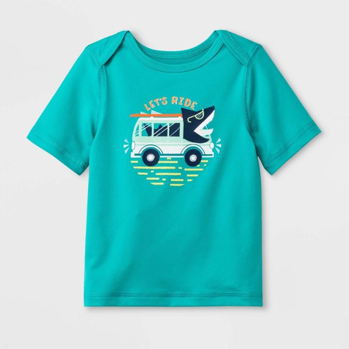 Petitebaby Boys' Short Sleeve Rash Guard - Cat & Jack Aqua 12m, Boy's, Blue