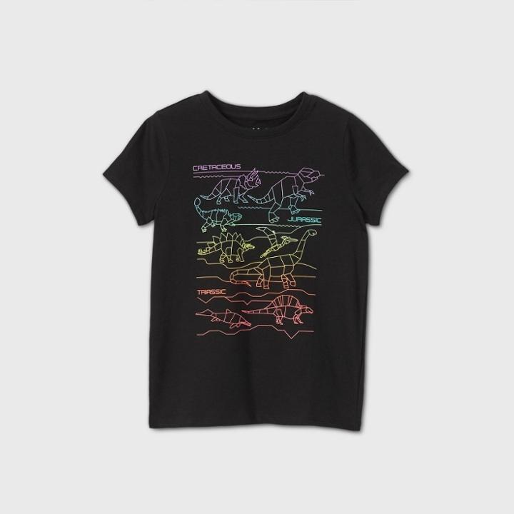 Girls' Short Sleeve Dinosaurs Graphic T-shirt - Cat & Jack Black