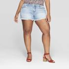 Women's Plus Size Mid-rise Raw Hem Jean Shorts - Universal Thread