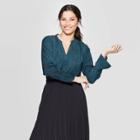Women's Relaxed Fit Long Sleeve V-neck Tunic - A New Day Green