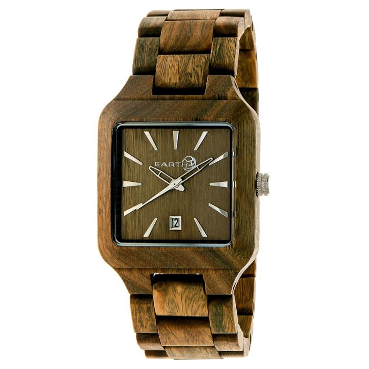 Earth Wood Goods Earth Wood Men's Arapaho Eco - Friendly Sustainable Wood Bracelet Watch - Olive, Olive Tree