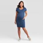 Maternity Short Sleeve T-shirt Dress - Isabel Maternity By Ingrid & Isabel Blue