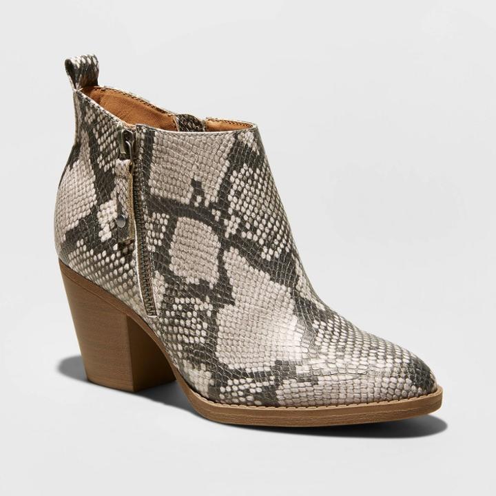 Women's Jameson Faux Leather Snake Double Zip Bootie - Universal Thread Gray