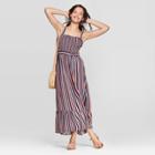 Women's Striped Sleeveless Square Neck Stripe Shoulder-tie Maxi Dress - Universal Thread Blue Xxl, Multicolored Blue