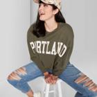 Women's Plus Size Oversized Long Sleeve Crewneck Sweatshirt Portland Graphic - Wild Fable Olive 4x, Women's, Size: