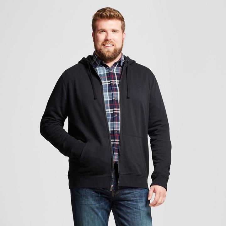 Men's Big & Tall Long Sleeve Hooded Fleece Sweatshirt - Goodfellow & Co Black